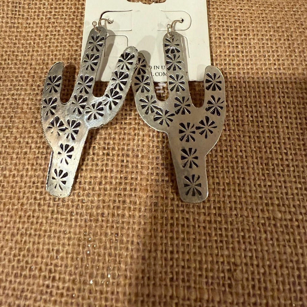 Silver Cactus Earrings